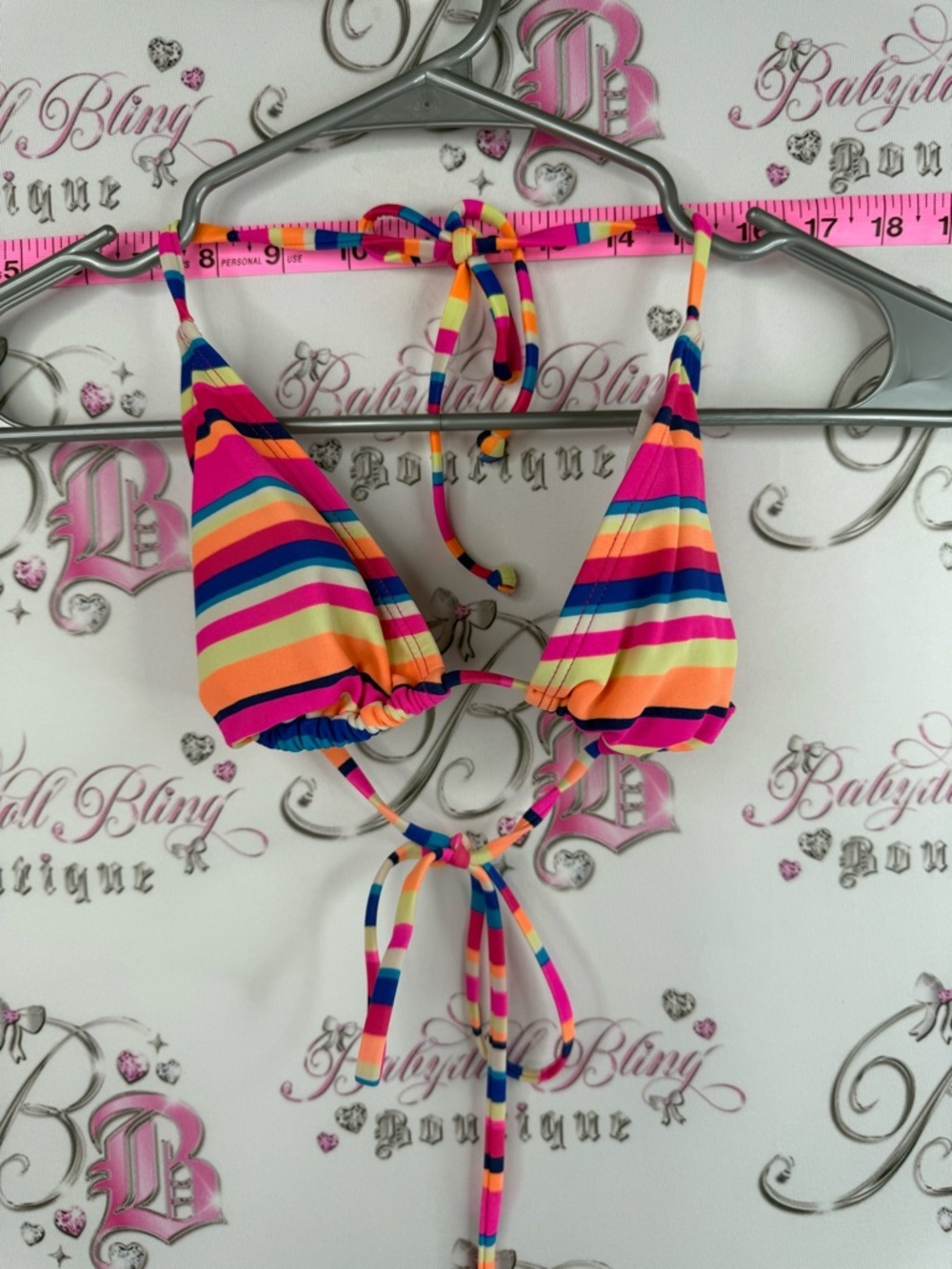 Old Navy bikini top Multicolor Striped Triangle Bikini Top - Pink, Orange, Blue